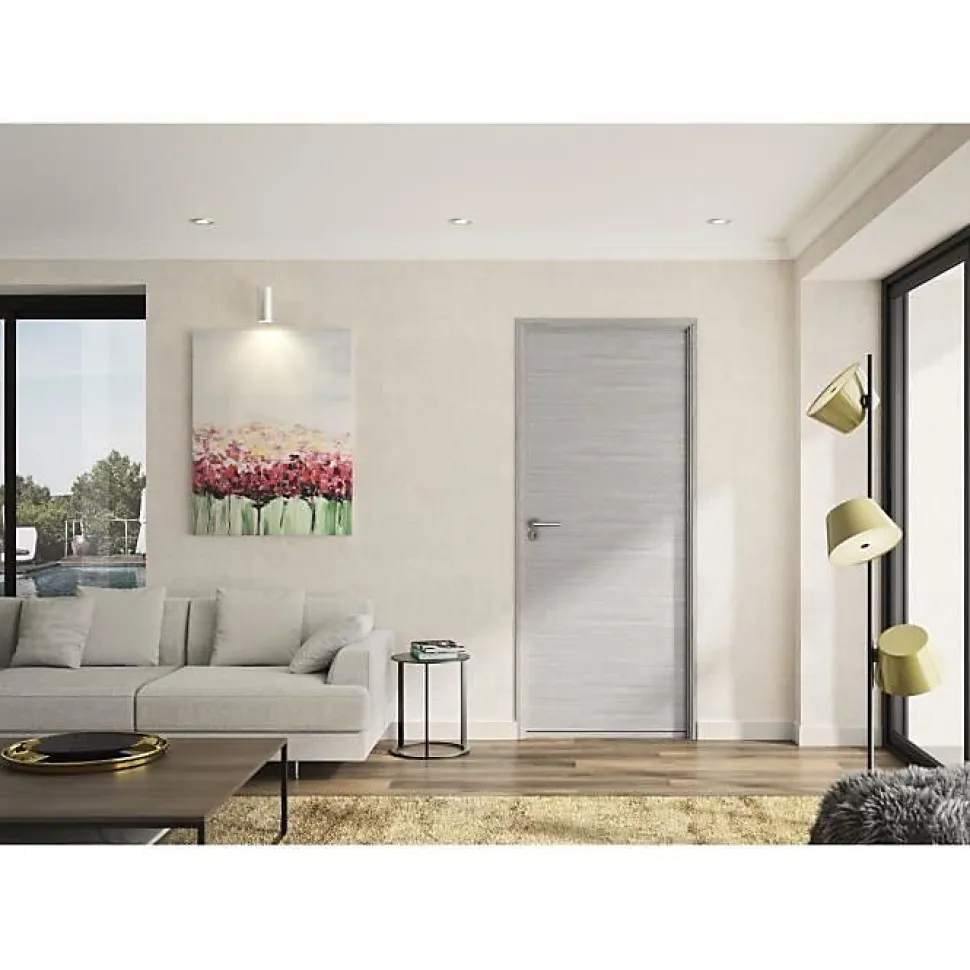OPTIMUM Bloc Porte ajustable décor chene gris clair BILBAO - 204 x 83 cm Droit