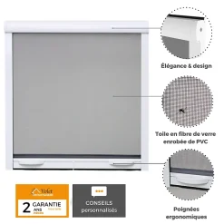 Pack éco de 4 moustiquaires enroulables alu H145 cm x L130 cm blanc