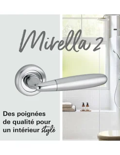 Paire de béquilles Mirella2 pour porte, carré 7mm, chromé brillant/satiné - THIRARD