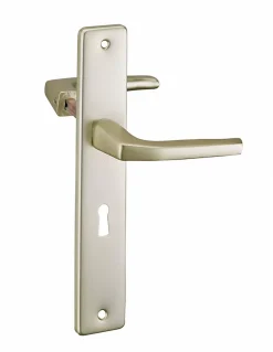 Paire de béquilles pour porte, carré 8mm + 1 plaque carré 8 x 56mm, trou de clé - THIRARD