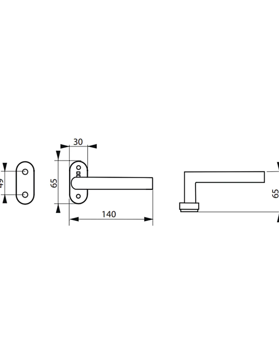 Paire de béquilles pour porte, carré 7 x 110mm, aspect inox - THIRARD