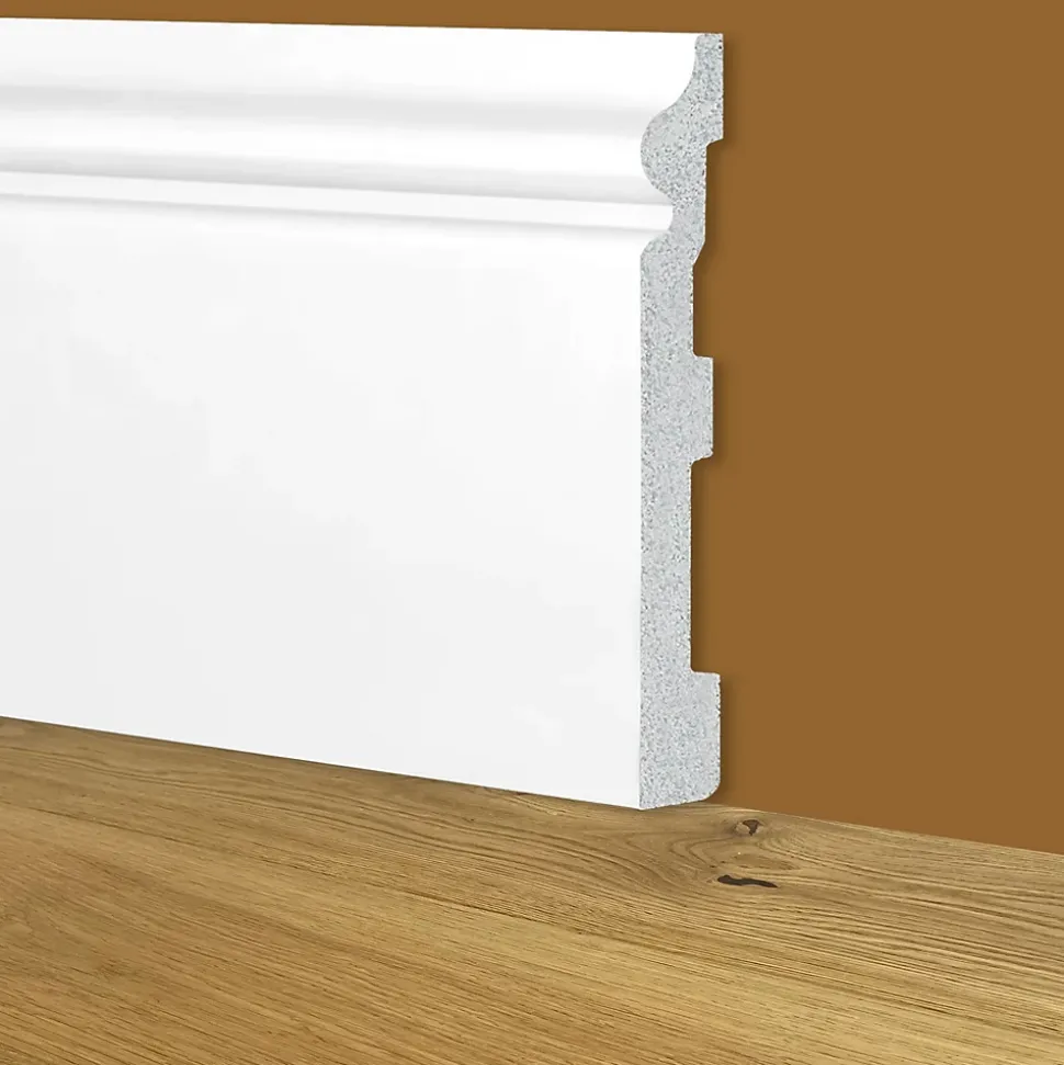Palette de 100ml de plinthe plinthe BLANCHE mod. ETHNIQUE 150x18x2000mm en POLYMÈRES - Polystructuré
