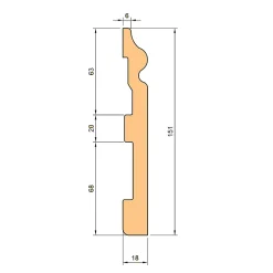 Palette de 100ml de plinthe plinthe BLANCHE mod. ETHNIQUE 150x18x2000mm en POLYMÈRES - Polystructuré