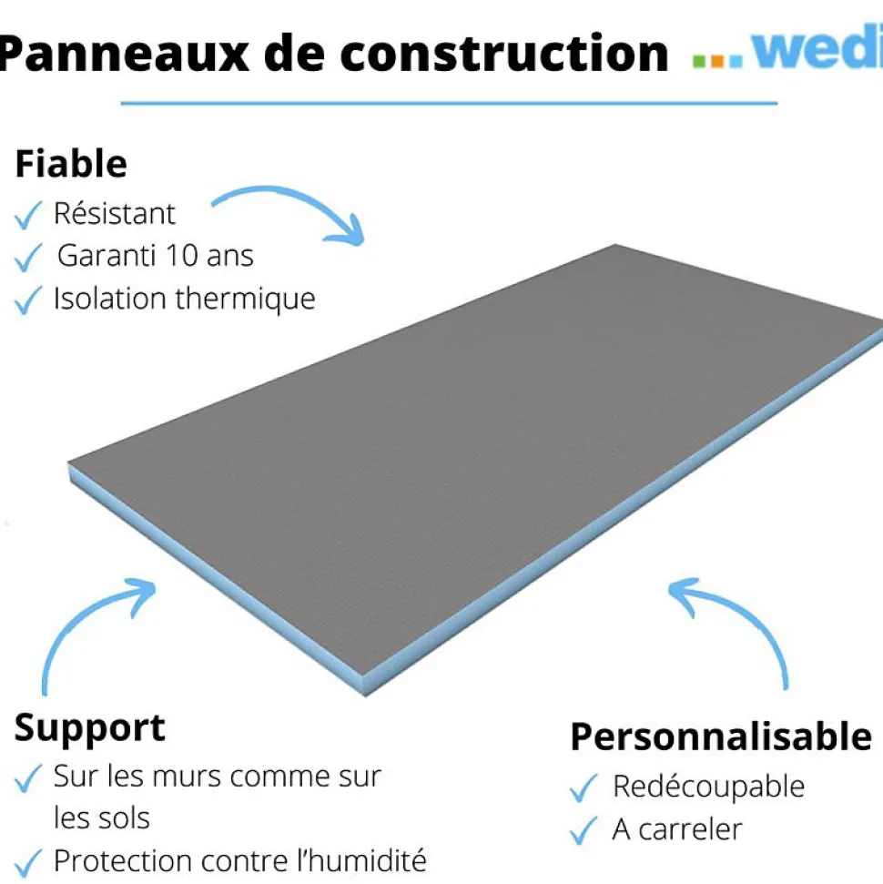 Panneau de construction WEDI 125 x 60 x 0,6 cm