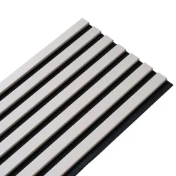 Panneau mural acoustique tasseaux bois 250 x 30 x 1,9 cm - Lamelles placage gris fond noir - 0,75m²