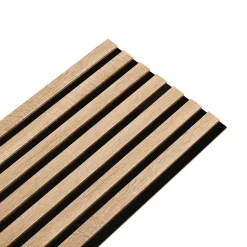 Panneau tasseaux bois 250 x 30 x 1,4 cm décor chêne / fond rigide noir - 0,75m²