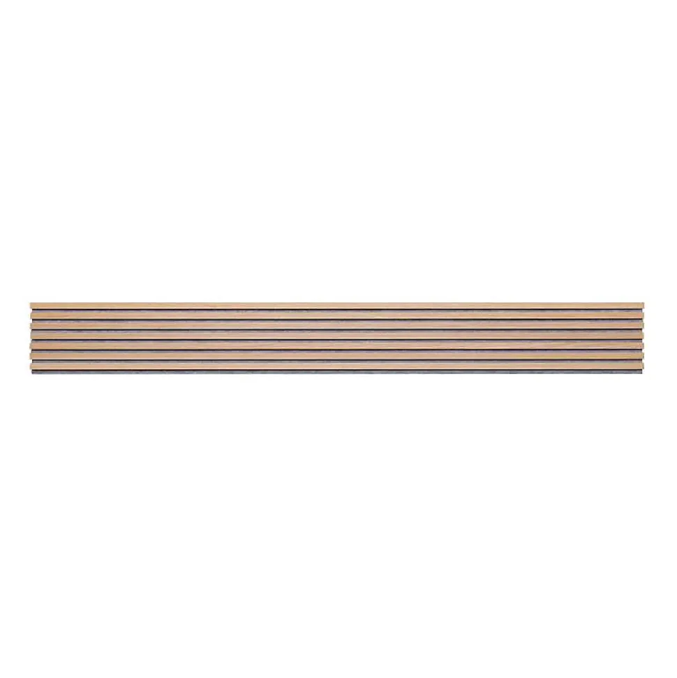 Panneau tasseaux bois 250 x 30 x 1cm - Lamelles chêne clair véritable fond gris - 0,75m²
