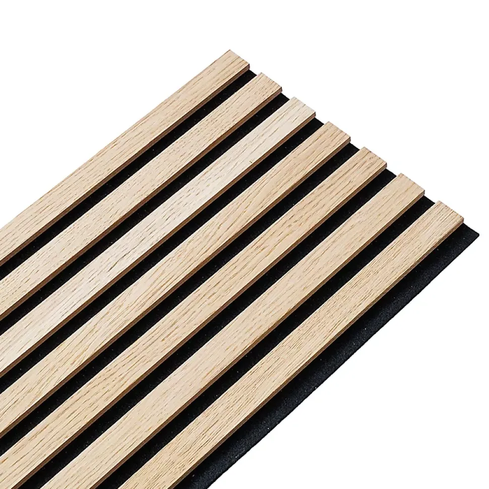 Panneau tasseaux bois 250 x 30 x 1cm - Lamelles chêne clair véritable fond noir - 0,75m²