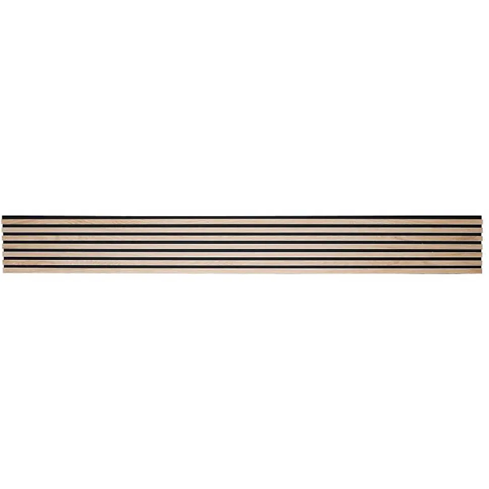 Panneau tasseaux bois 250 x 30 x 1cm - Lamelles chêne clair véritable fond noir - 0,75m²