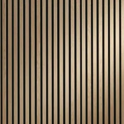Panneau tasseaux bois 250 x 30 x 1cm - Lamelles chêne clair véritable fond noir - 0,75m²