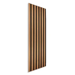 Panneau tasseaux bois 120 x 30 x 1cm - Lamelles chêne doré véritable fond noir - 0,36m²