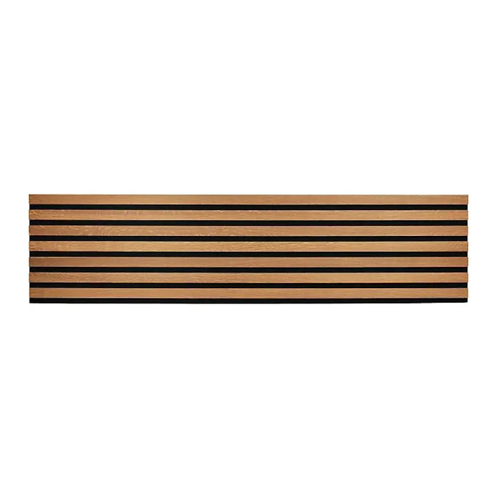 Panneau tasseaux bois 120 x 30 x 1cm - Lamelles chêne doré véritable fond noir - 0,36m²