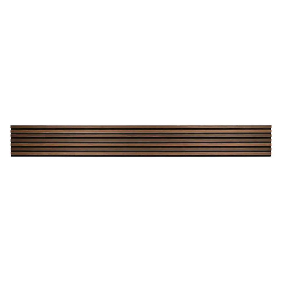 Panneau tasseaux bois 250 x 30 x 1cm - Lamelles chêne foncé véritable fond noir - 0,75m²