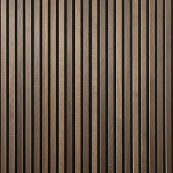 Panneau tasseaux bois 250 x 30 x 1cm - Lamelles chêne foncé véritable fond noir - 0,75m²