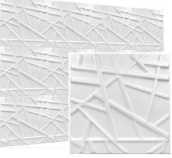 Panneaux de plafond et panneaux muraux Decoratif 3D Line Blanc 12m² / 48pièces