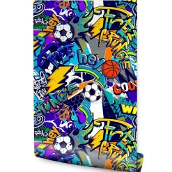 Papier Peint BALLE Graffitis Colorés Pour Chambre D'Enfant