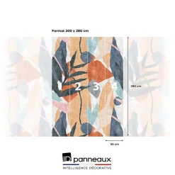 Papier peint panoramique intissé géométrique gris, bleu, orange, 4lés, L.280 x l.200cm IDPanneaux