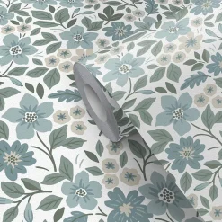 Papier peint pré-encollé vinyle fleuri Easy Roll GoodHome Aani fleurs bleu l.53 x H.1005 cm