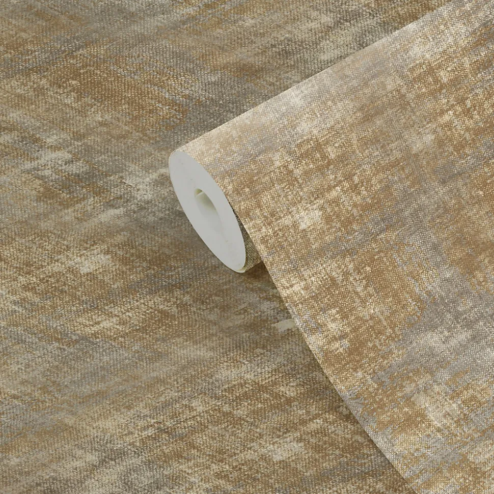 Papier peint Vinyle Intissé GoodHome Giana gris clair et ocre