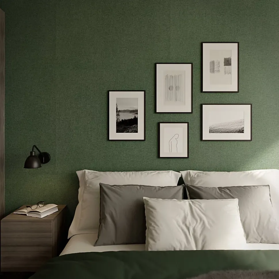 Papier peint vinyle intissé uni aspect tissu vert L.1005 x l.53cm GoodHome, Mythe