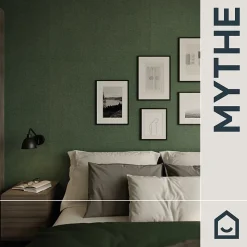 Papier peint vinyle intissé uni aspect tissu vert L.1005 x l.53cm GoodHome, Mythe