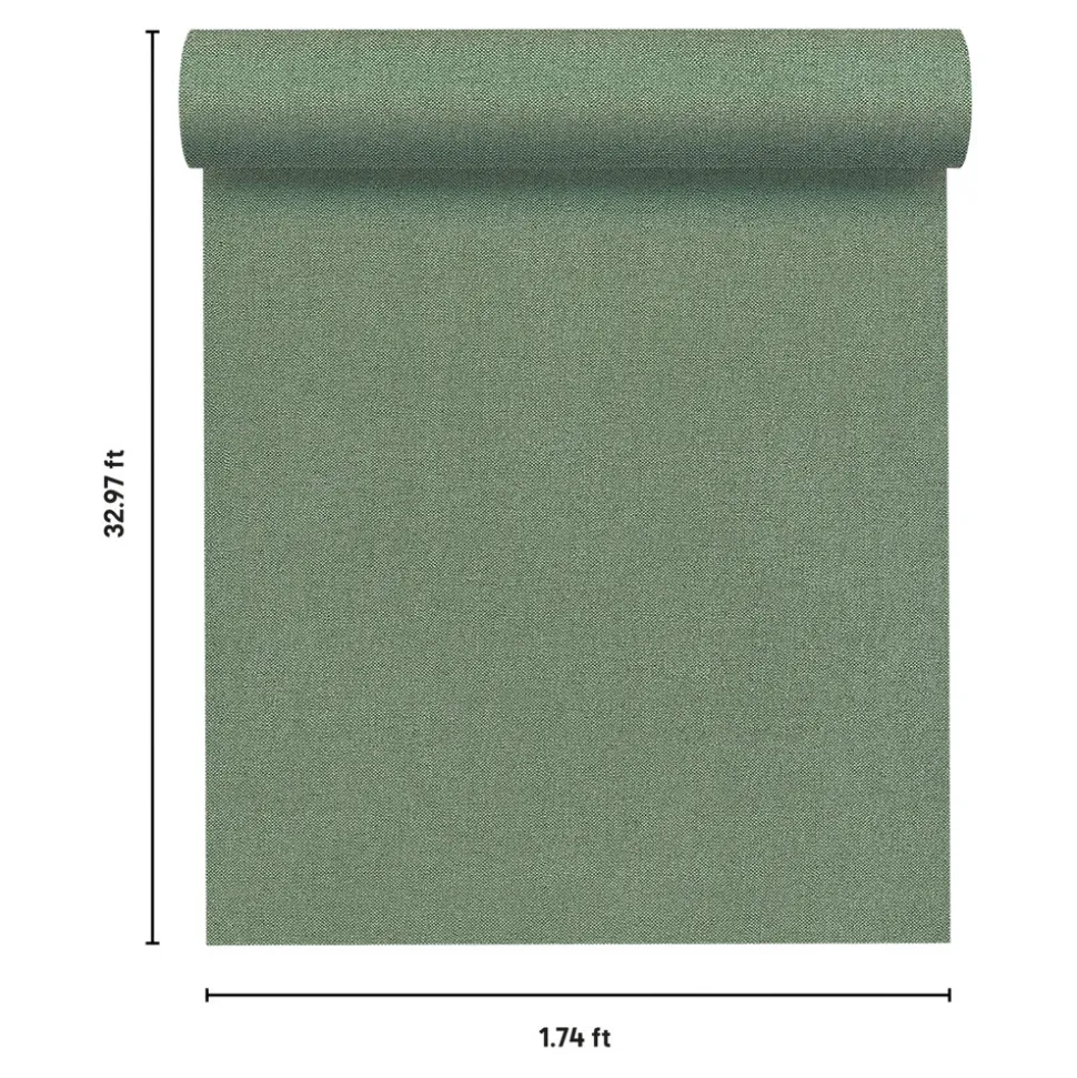 Papier peint vinyle intissé uni aspect tissu vert L.1005 x l.53cm GoodHome, Mythe