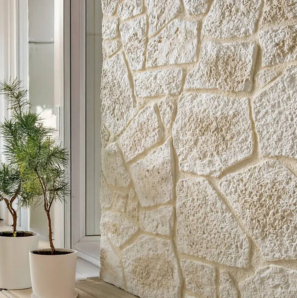 Parement imitation pierre beige béton 1 m2
