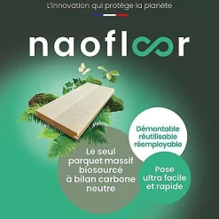 Parquet Naofloor Chêne Massif Verni Naturel l. 11,5cm - Ep. 13mm - Fabrication Française - Choix Premier Bis