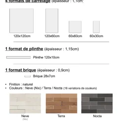 Plinthes pour Carrelage grès cérame effet argile TERRA - Neve - Plinthe 120x10cm boîte de ml - Neve