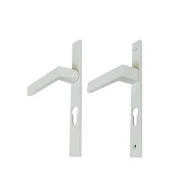 Poignée alu carré cylindre blanc pour porte fenêtre pvc blanc