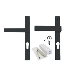 Poignée alu gris et clés pour porte fenêtre avec volet roulant pvc gris