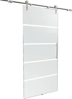Porte coulissante complète Schulte 90x208 - verre de sécurité - porte vitrée - décor dépoli - système apparent