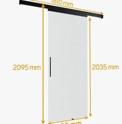 Porte Coulissante Complète Schulte 90x203 - Rail Noir - Verre De Sécurité - Verre Sablé - Poignée Barre -softclose