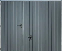 Porte de garage basculante grise avec portillon l.240 x H.200 cm x Ep.20 mm