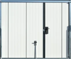 Porte de garage basculante grise avec portillon l.240 x H.200 cm x Ep.20 mm