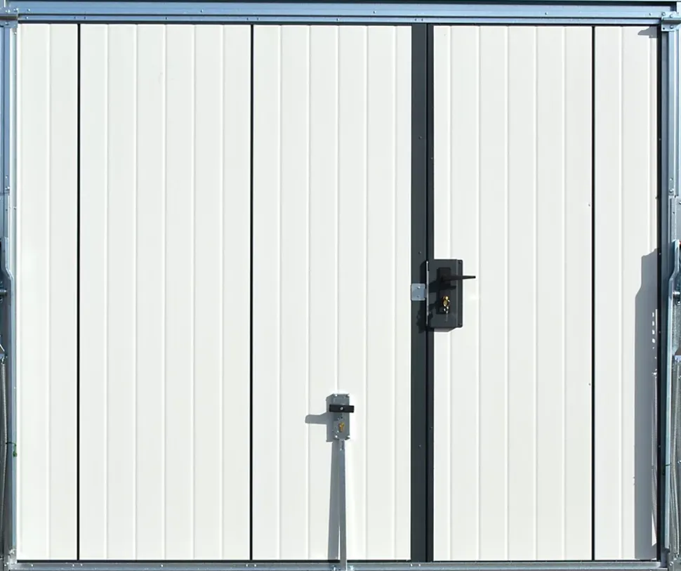 Porte de garage basculante grise avec portillon l.240 x H.200 cm x Ep.20 mm