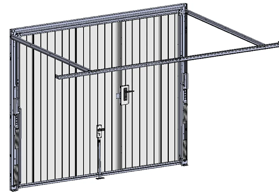 Porte de garage basculante grise avec portillon l.240 x H.200 cm x Ep.20 mm