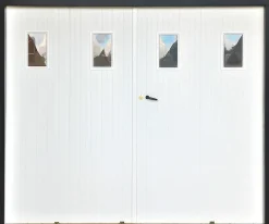 Porte de garage pliante PVC, blanc, L.240 x h.200 cm