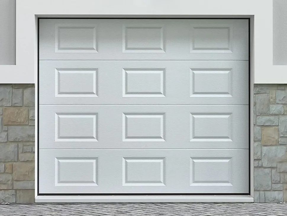 Porte de garage sectionnelle à cassette blanc motorisée L254 x H218 cm - CAOPAS