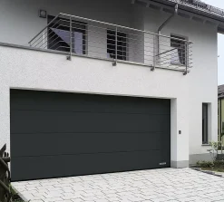 Porte de garage sectionnelle acier Hormann SandGrain gris anthracite RAL 7016 - l.250 x h.212,5 cm - motorisée