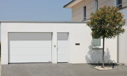 Porte de garage sectionnelle acier Hormann SandGrain blanc trafic RAL 9016 - l.300 x h.212,5 cm - motorisée