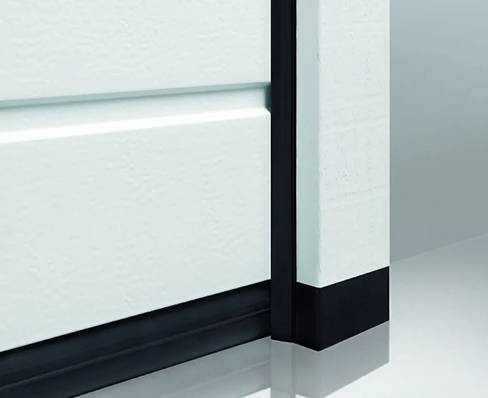 Porte de garage sectionnelle acier Hormann WoodGrain blanc aluminium RAL 9006 - l.250 x h.212,5 cm - motorisée