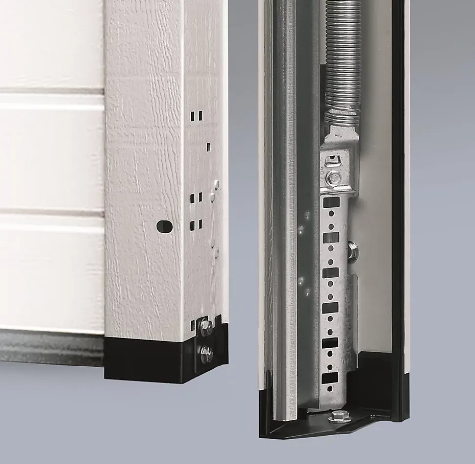 Porte de garage sectionnelle acier Hormann WoodGrain blanc aluminium RAL 9006 - l.250 x h.212,5 cm - motorisée