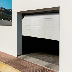 Porte de garage sectionnelle à cassettes acier GoodHome blanc RAL 9010 - L.240 x h.200 cm - motorisée (en kit)