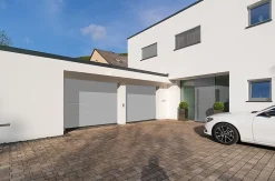 Porte de garage sectionnelle acier Hormann Planar blanc aluminium RAL 9006 Matt Deluxe - l.250 x h.212,5 cm - motorisée