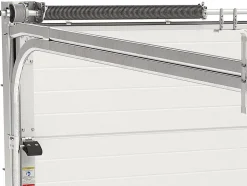 Porte de garage sectionnelle effet rainuré gris avec moteur Somfy L254 x H218 cm - NORIA