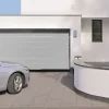 Porte de garage sectionnelle acier Hormann WoodGrain blanc aluminium RAL 9006 - l.300 x h.200 cm - motorisée