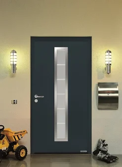 Porte d'entrée Hörmann acier galvanisé l.90 x h.215 cm poussant droit THP700B gris anthracite ral 7016