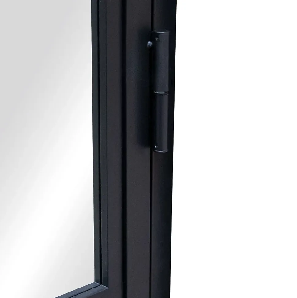 Porte Intérieure Loft En Verre Schulte - 83x197 - Atelier - Noir Mat - Satiné - 3 Vitrages - Tirant Droite