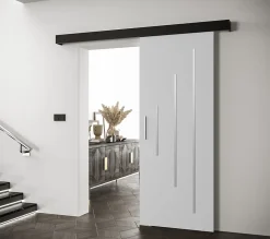 Portes coulissantes Salwador Y 90x204 cm (Blanc / Noir / Argent)